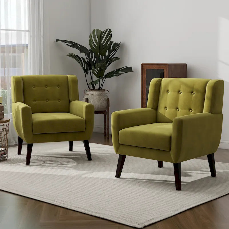 2er-Set Samt-Akzentsessel für Wohnzimmer, Polstersessel