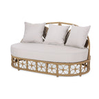 Homan Outdoor-Tagesbett aus Korbgeflecht mit Kissen, Hellbraun und Beige