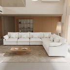 Großes Ecksofa aus Leinen für das Wohnzimmer-Set