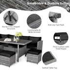 Costway 7-teiliges Terrassen-Essgruppe Rattan-Sofa Couch Ottomane – Details ansehen