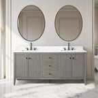 Vanity Art 72 Zoll Badezimmer-Waschtischunterschrank mit Doppelwaschbecken und Kunstmarmorplatte