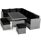 Costway 7-teiliges Terrassen-Essgruppe Rattan-Sofa Couch Ottomane – Details ansehen