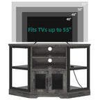 Farmhouse Eck-TV-Ständer Unterhaltungscenter Medienkonsole für Fernseher bis 55 Zoll mit Steckdose