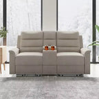 Beige/Graues 2-Sitzer Sofa mit Relaxfunktion aus Tech-Stoff, verstellbare Rückenlehne & Fußstütze