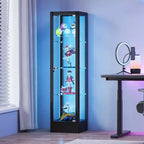 Bekrvio 4-stöckige Glasvitrine mit Schloss, 63 Vitrine mit Hartglastür und verstellbaren Einlegeböden