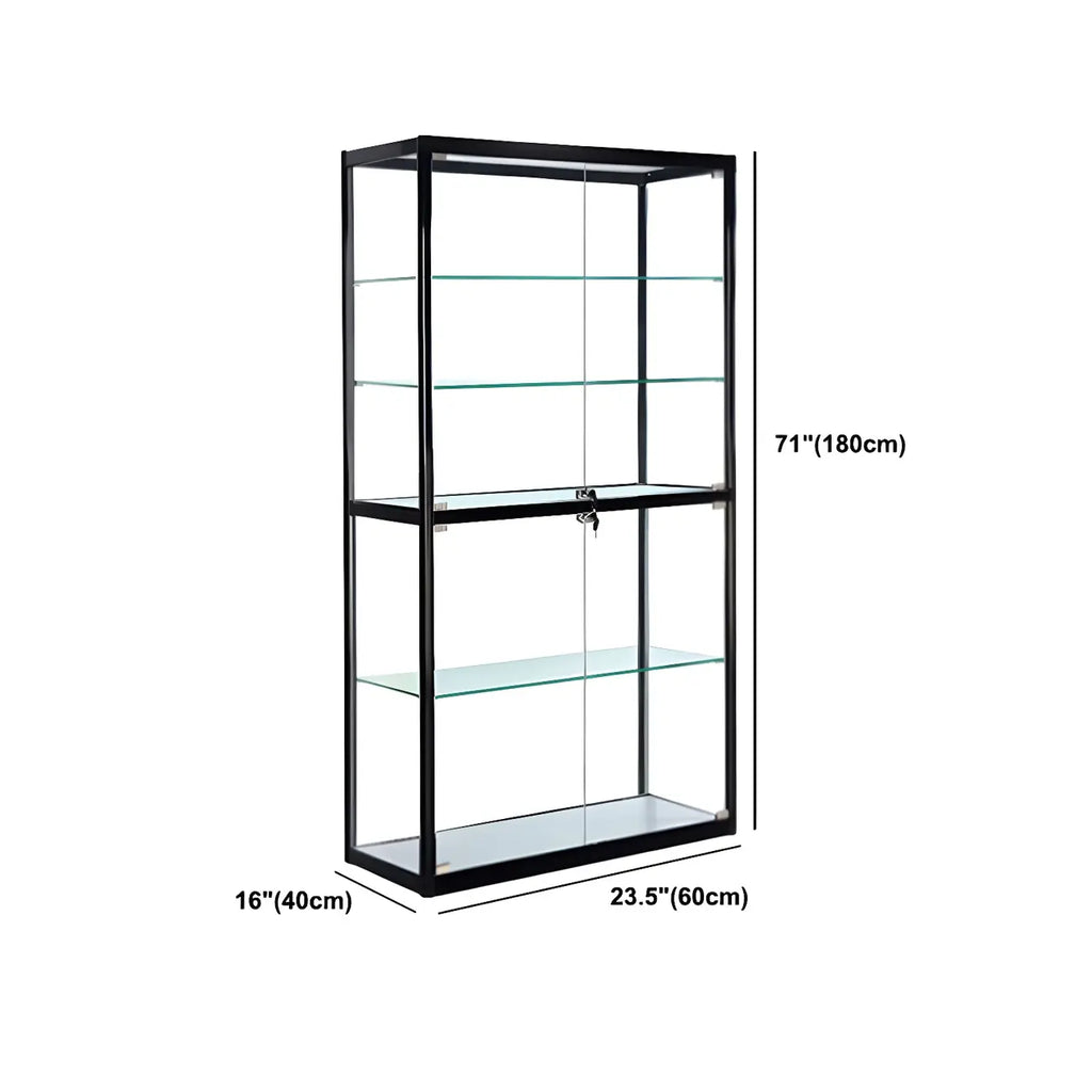Zeitgenössische rechteckige Vitrine aus schwarzem Glas