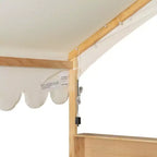 Whisen Vollholz-Bettgestell, Hausbett mit Zaun, 3 Aufbewahrungsregale, Vorhang