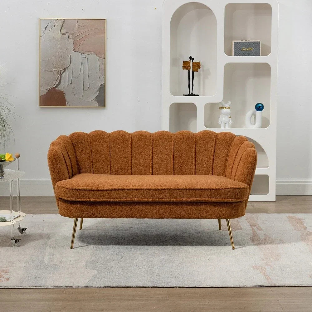 Kleines Mini-Zimmer-Sofa Zweisitzer mit Goldmetallfüßen - 2 Sitzer