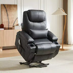 Bestier 34,6'' elektrischer Aufstehsessel mit Massage und Heizfunktion, Relaxsessel aus Kunstleder mit Seitentaschen und Getränkehaltern