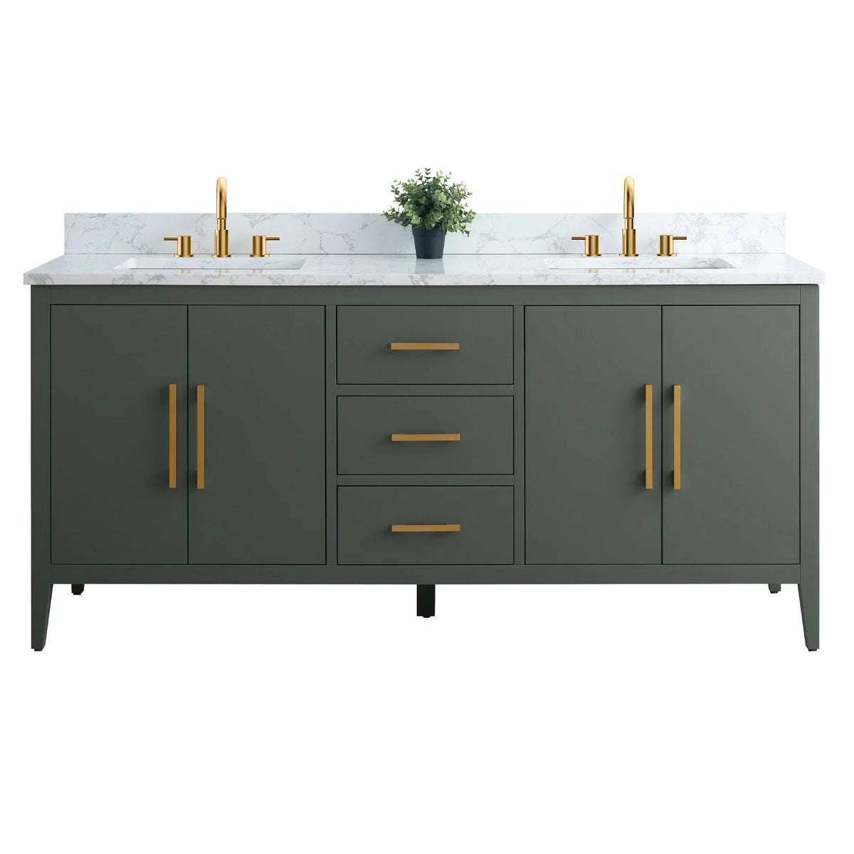 Vanity Art 72 Zoll Badezimmer-Waschtischunterschrank mit Doppelwaschbecken und Kunstmarmorplatte