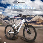 Okak 24/26 Zoll Mountainbike mit 21 Gängen und doppelten Scheibenbremsen, Kinderfahrrad mit 100mm Federgabel, Dirt Bike für Teenager und Frauen
