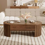 47.2 Couchtisch mit Hebeplatte und verstecktem Fach, oval, braun