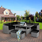 Costway 7-teiliges Terrassen-Essgruppe Rattan-Sofa Couch Ottomane – Details ansehen