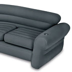 Intex Ecksofa L-förmige aufblasbare Lounge-Couch mit Getränkehaltern, Grau (2er Pack) - 26