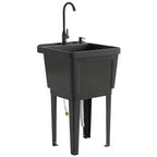 Tragbarer Spülbecken Waschtrog, Freistehendes Waschbecken mit Wasserhahn Seifenspender Schläuchen