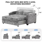 61.6 Modernes Chenille-Schlafsofa mit USB-Anschlüssen, Becherhaltern und verstellbarer Rückenlehne für Wohnzimmer, Apartment