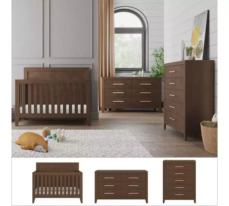 Child Craft Kieran Kinderbett, Doppelkommode und Wäscheschrank Set, 3-teilig, beinhaltet 4-in-1 umwandelbares Kinderbett, Kommode und Wäscheschrank