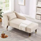 Modernes Samt-Chaiselounge-Sofa, Polsterliege mit geschwungener Armlehne, Schlafcouch für Schlafzimmer, Büro, Wohnzimmer