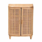 bali & pari Yanka Rattan-Schrank Natur: Handgefertigt, 2 Regalböden, Boho-Design