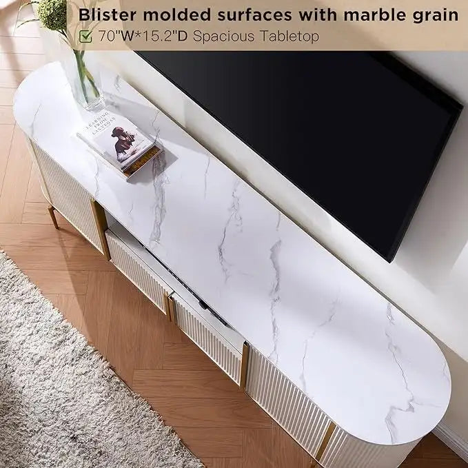 Moderner Luxus-TV-Ständer, Entertainment-Center, mit Kunstmarmorplatte
