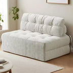 Klappbares Cord-Schlafsofa Futon, wandelbarer Bodenschlafsessel mit Kissen & Rückenlehne