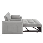 4-in-1 Loveseat Schlafsofa mit Armlehnen & Aufbewahrungstaschen, Multifunktionales getuftetes Ausziehsofa mit verstellbarer Rückenlehne