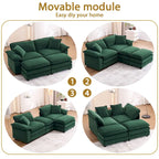 2-Sitzer-Sofa mit 2 Kissen, 2 Polstern und 2 Hockern, bequemes Sofa – Tiefes Wohnzimmersofa, Modulsofa