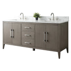 Vanity Art 72 Zoll Badezimmer-Waschtischunterschrank mit Doppelwaschbecken und Kunstmarmorplatte