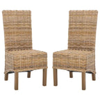 2er-Set Esszimmerstühle aus natürlichem Korbgeflecht 48B x 56T x 104H cm, Boho Coastal Stil