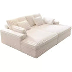 AMERLIFE 93 Doppel-Récamiere-Sofa für Zwei, tiefes Cloud-Sofa mit Lendenkissen & breiten Armlehnen, einfache Montage, Kunstfell
