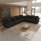 Großes Ecksofa aus Leinen für das Wohnzimmer-Set