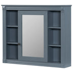 Moderner 36'' Badschrank mit Aufsatzwaschbecken und Spiegelschrank, 2 Türen und 2 Schubladen