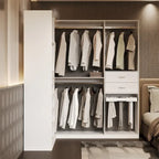 Eckkleiderschrank mit 2 Kleiderstangen, Hosenhalter und Schuhaufbewahrung