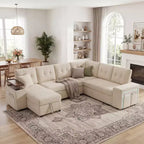 Dyonery 112 Modulares Schlafsofa mit Ausziehfunktion, U-förmiges Schnittsofa mit Stauraum, extra breite und tiefe Sitzflächen für das Wohnzimmer