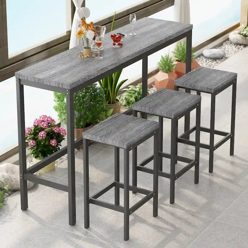 Stehtisch-Set mit 3 Hockern