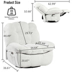XINMICS Drehbarer elektrischer Relaxsessel, Massage-Schaukel-Liegesessel mit Heizfunktion, USB, USB-C und Seitentasche
