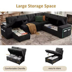 Dyonery 112 Modulares Schlafsofa mit Ausziehfunktion, U-förmiges Schnittsofa mit Stauraum, extra breite und tiefe Sitzflächen für das Wohnzimmer