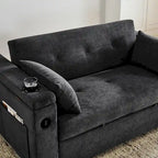 54 Schlafsofa zum Ausziehen, 2-Sitzer-Schlafsofa mit Stauraum, Lendenkissen, USB-Steckdose