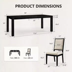 Modernes Esszimmer-Set – 80 Tisch + 6 gepolsterte Stühle, Massivholzrahmen, 180 kg Tischbelastbarkeit, einfache Montage