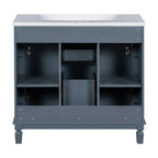 Moderner 36'' Badschrank mit Aufsatzwaschbecken und Spiegelschrank, 2 Türen und 2 Schubladen