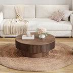 Moderner runder Couch-/Teetisch aus massivholzfurniertem Holz mit Stauraum