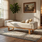 Christopher Knight Home Paulina Moderne Bank aus Kautschukholz mit Bouclé-Polsterung