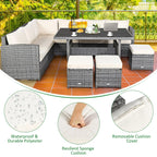 Costway 7-teiliges Terrassen-Essgruppe Rattan-Sofa Couch Ottomane – Details ansehen