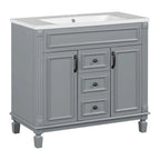 Moderner 36'' Badschrank mit Aufsatzwaschbecken und Spiegelschrank, 2 Türen und 2 Schubladen