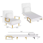 Klappbares Schlafsofa 3-in-1-Funktion - Verstellbare Rückenlehne mit 5 Positionen und Kissen, Platzsparender Schlafsessel für Wohnzimmer, Schlafzimmer & Büro (Weiß)