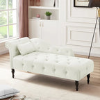 Moderne 60.6 Samt gepolsterte Knöpfe getuftete Chaiselongue mit Massivholzbeinen und Ziernägeln