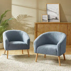 Sheila Moderner 30 W Bouclé-Sessel mit Massivholzbeinen, 2er-Set von HULALA HOME