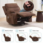Übergroßer 360°-Dreh- und Schaukelsessel mit Massage und Heizung – Ergonomischer Loungesessel mit Getränkehaltern, Seitentaschen für Wohnzimmer, Kinderzimmer