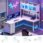 L-förmiger Gaming-Schreibtisch Computertisch Lochwand 5 Schubladen Ablagefach