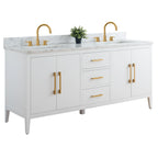 Vanity Art 72 Zoll Badezimmer-Waschtischunterschrank mit Doppelwaschbecken und Kunstmarmorplatte